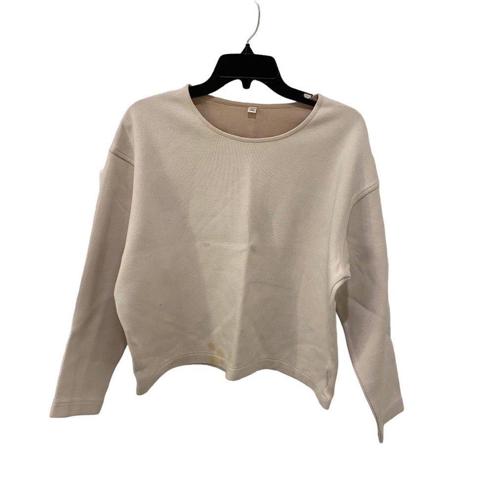 Uniqlo Cream Heavyweight Knit Drop Shoulder Crewneck Boxy Sweatshirt Medium